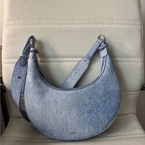 JW PEI Carly Denim Embossed Saddle Bag - Blue